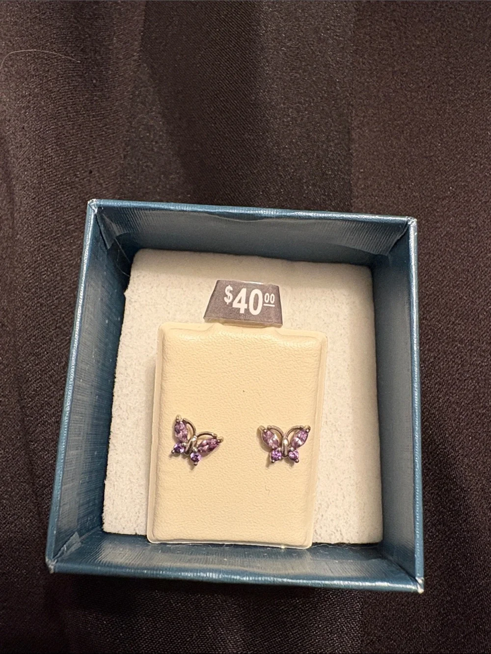 Kids Purple Butterfly Stud Earrings - Sparkling Girl's Jewelry